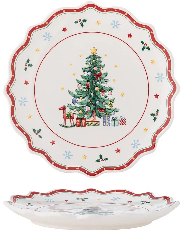 Червено-кремава керамична чиния за сервиране с коледен мотив ø 17 cm Naive – Bloomingville