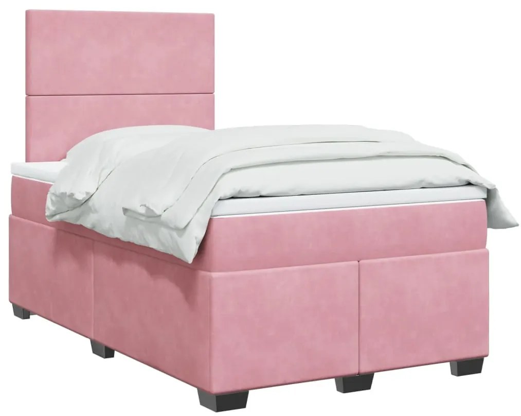 3293157 vidaXL Боксспринг легло с матрак, розово, 120x190 см, кадифе