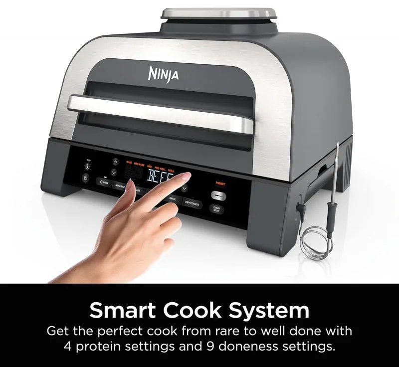 Електрическа скара 6в1 Ninja Foodi Smart DG551EU, 1760W, 6 режима на готвене, Фритюрник 4 л, Съд за готвене 4 л, Грил, 260C MAX, Инокс/черен