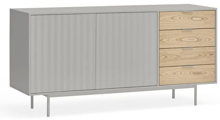 Сив/естествен нисък скрин от декор от дъб 159x80 cm Sierra – Teulat