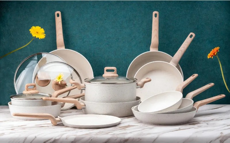 Тиган с капак Oliver Voltz Nice OV54419E26CD, 26x7 см, Незалепващо покритие, Индукция, Кремав меланж