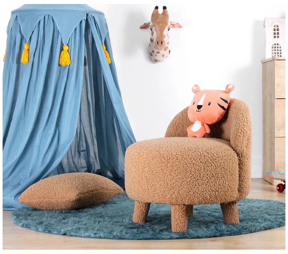 Кафяв детски фотьойл от плат букле Moouv – Artie