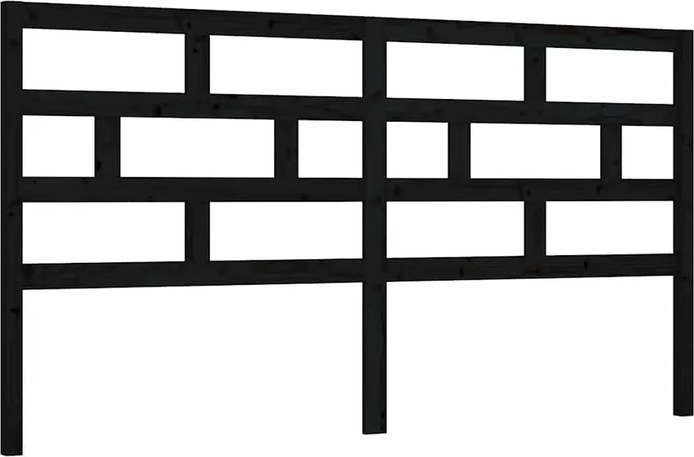 814218 vidaXL Горна табла за легло, черна, 206x4x100 см, бор масив