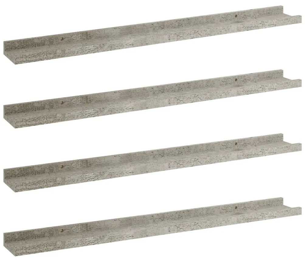 326706 vidaXL Стенни рафтове, 4 бр, бетонно сиви, 80x9x3 см