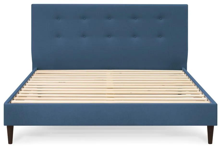 Синьо тапицирано двойно легло с решетка 160x200 cm Rory - Bobochic Paris