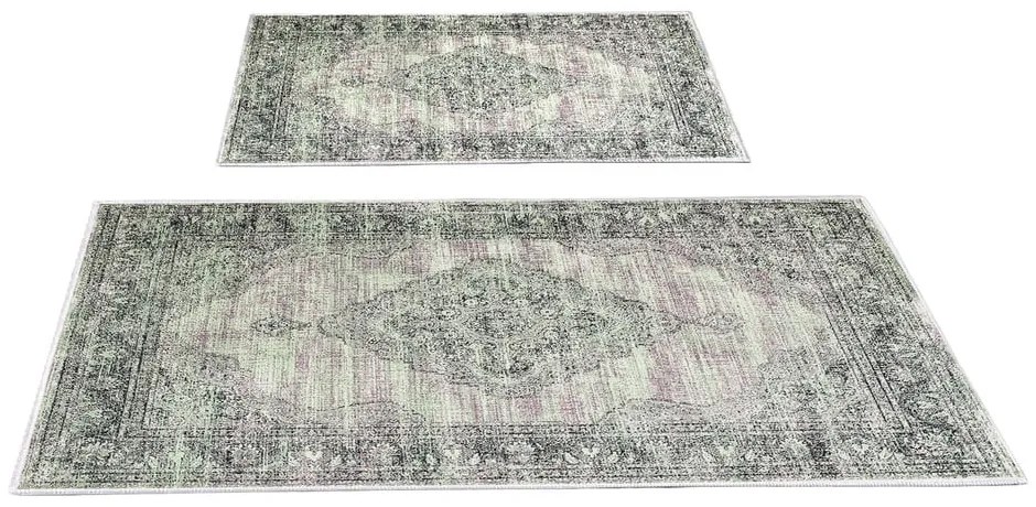 Зелени-сиви килими за баня в комплект от 2 бр. 60x100 cm – Foutastic