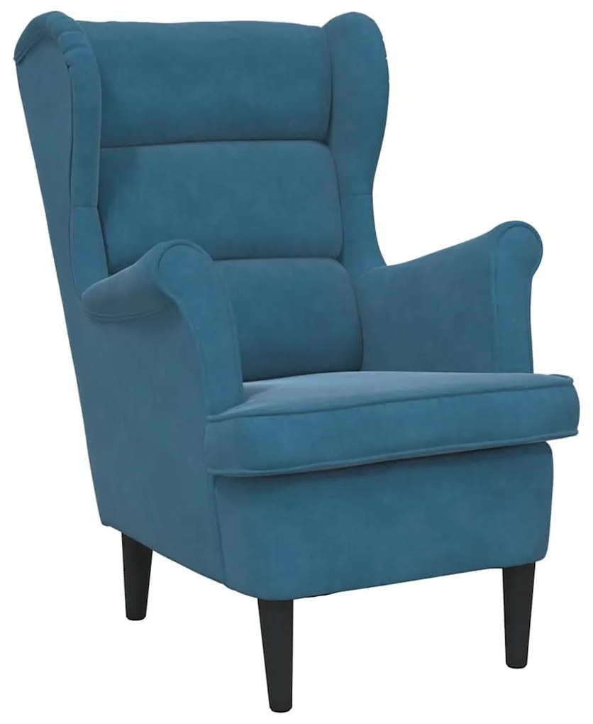 324058 vidaXL Кресло, синьо, кадифе