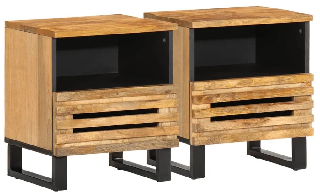 377467 vidaXL Нощни шкафчета, 2 бр, 40x34x46 см, грубо дърво масив