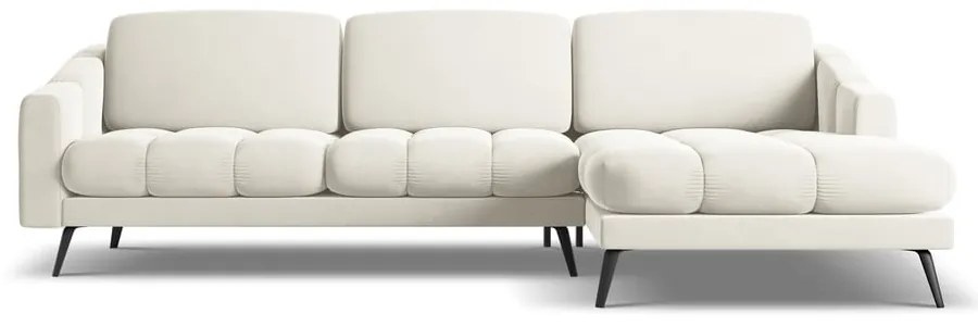 Кремав кадифен ъглов диван (десен ъгъл) Nalu – Makamii