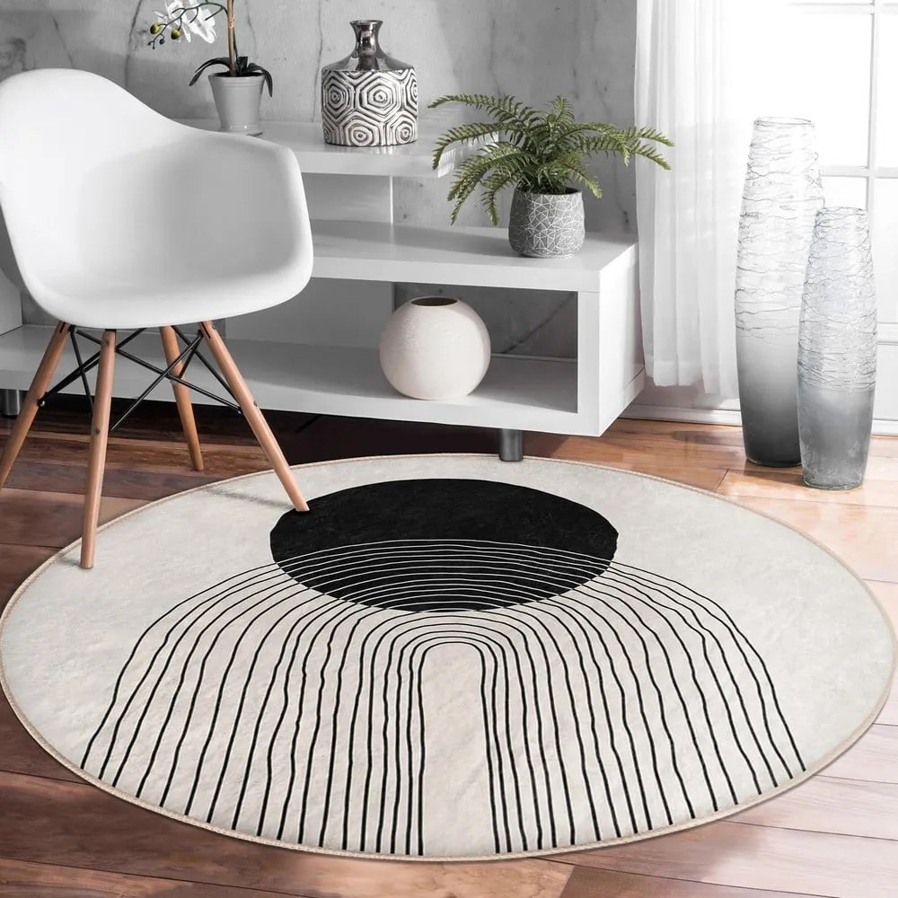 Кремав кръгъл килим подходящ за пране ø 120 cm Comfort – Mila Home