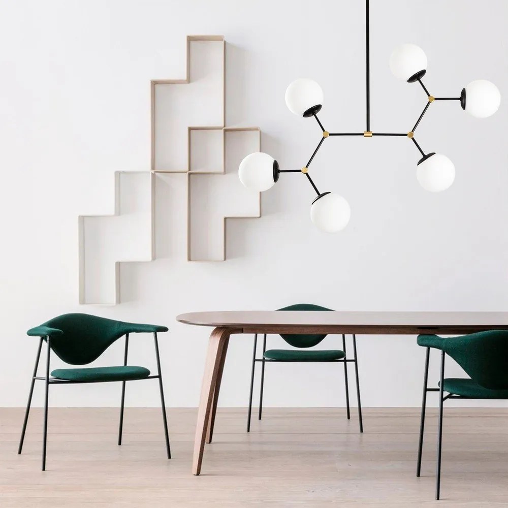 Черно-бяло висящо осветително тяло със стъклен абажур Damar – Opviq lights