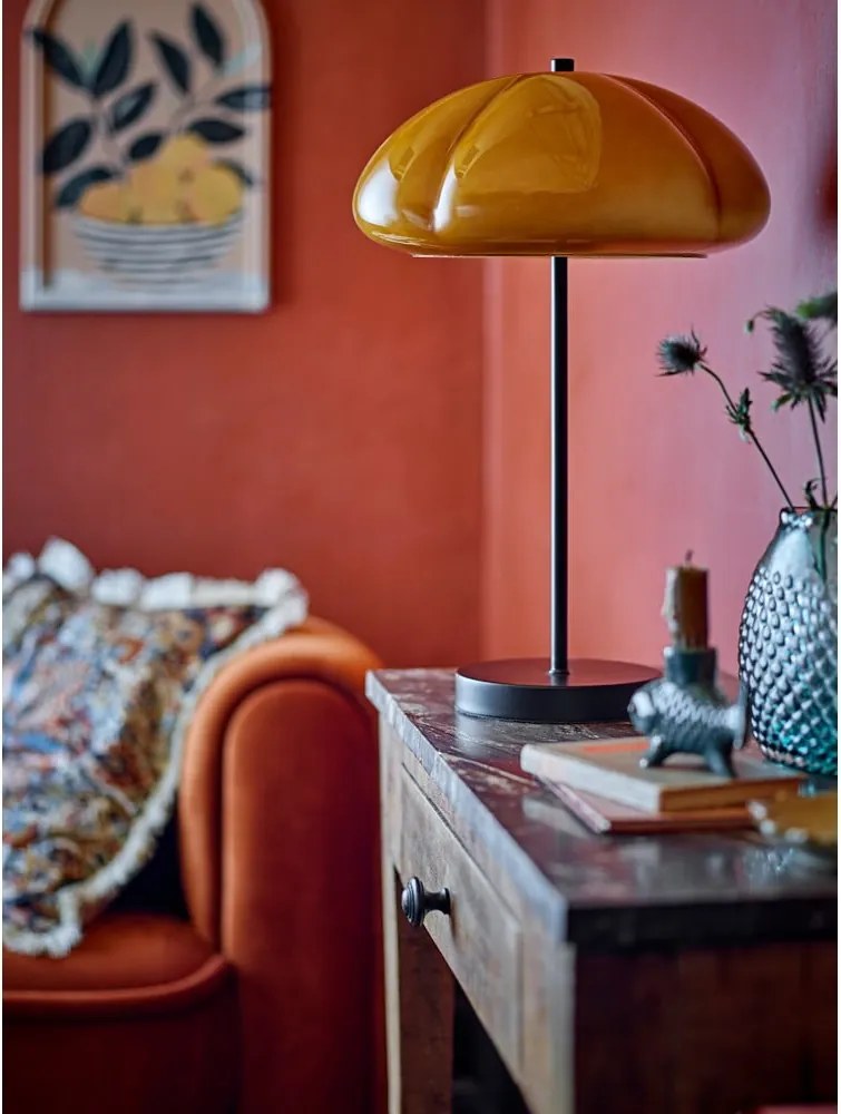 Настолна лампа в цвят жълта охра със стъклен абажур (височина 46,5 cm) Kinoko – Bloomingville