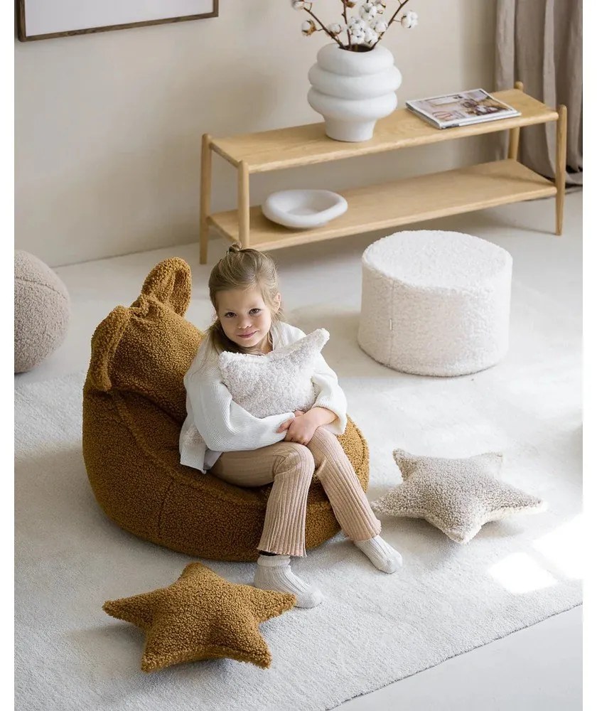 Светлокафява детска възглавница за диван от букле Star – Wigiwama