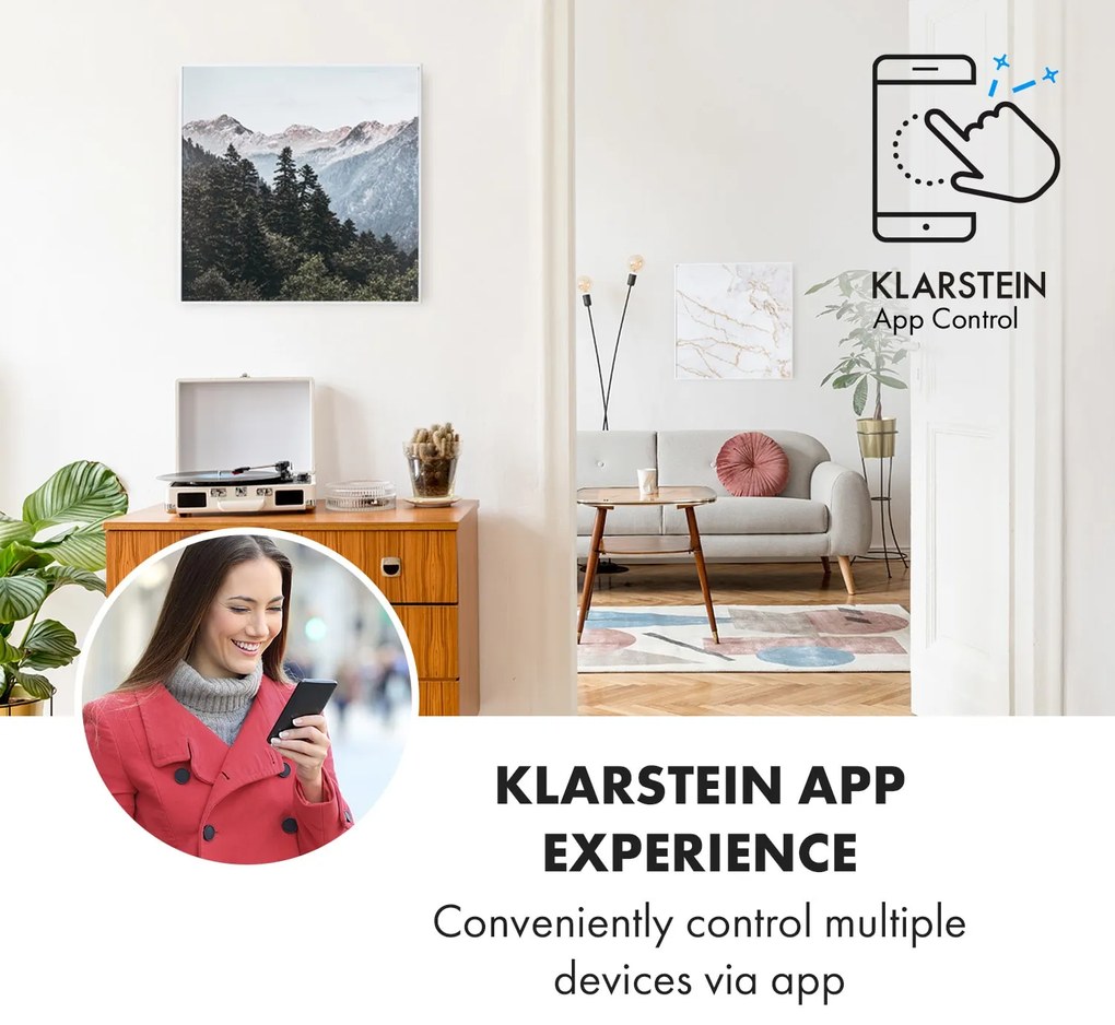 Klarstein Wonderwall Air Art Smart, инфрачервен нагревател, 60 х 60 см, 350 W, апликация, гора