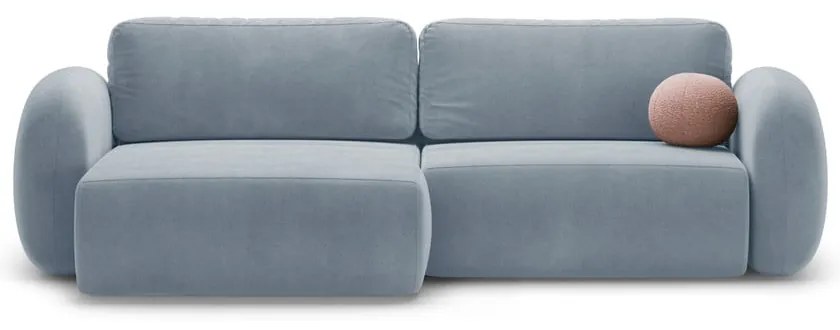 Сиво-син кадифен сгъваем/с място за съхранение ъглов диван Tonale – Cosmopolitan Design