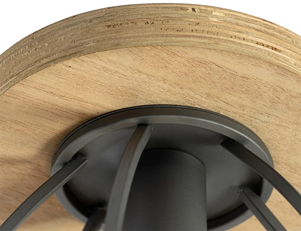 Индустриален плафон тъмно сив с дърво - Arthur