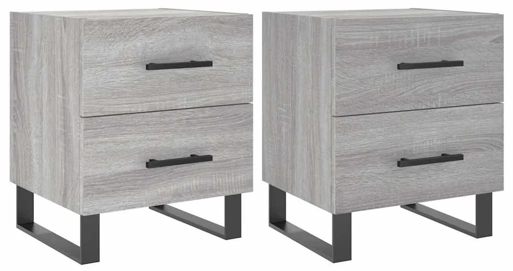 827369 vidaXL Нощни шкафчета 2 бр сив сонома 40x35x47,5 см инженерно дърво
