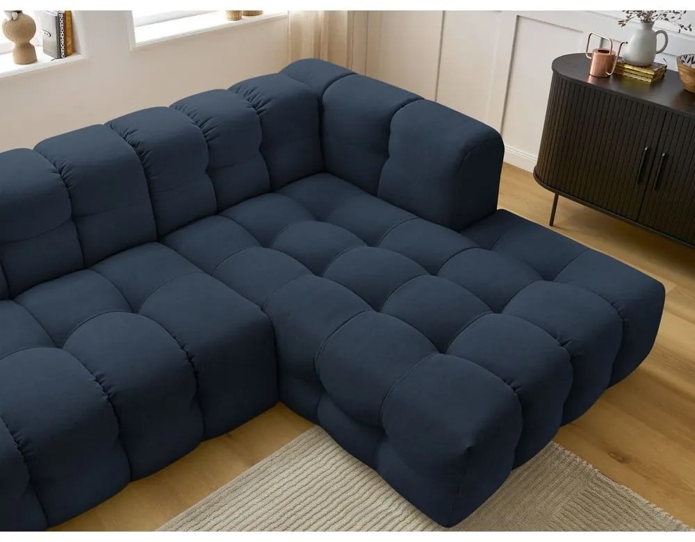 Тъмносин ъглов диван (десен ъгъл) Cloud – Bobochic Paris