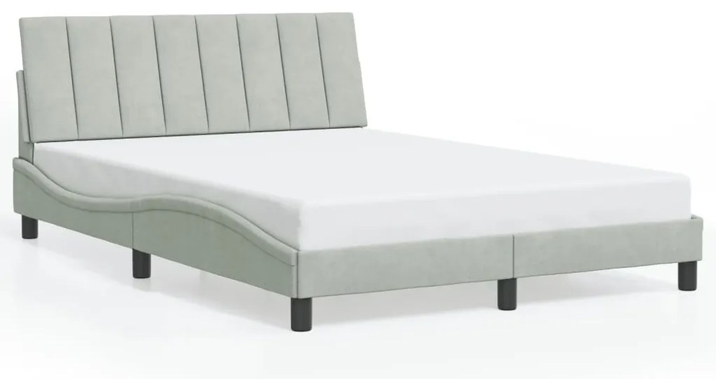 3207837 vidaXL Рамка за легло без матрак Hanko, светлосива, 120x200 см, кадифе