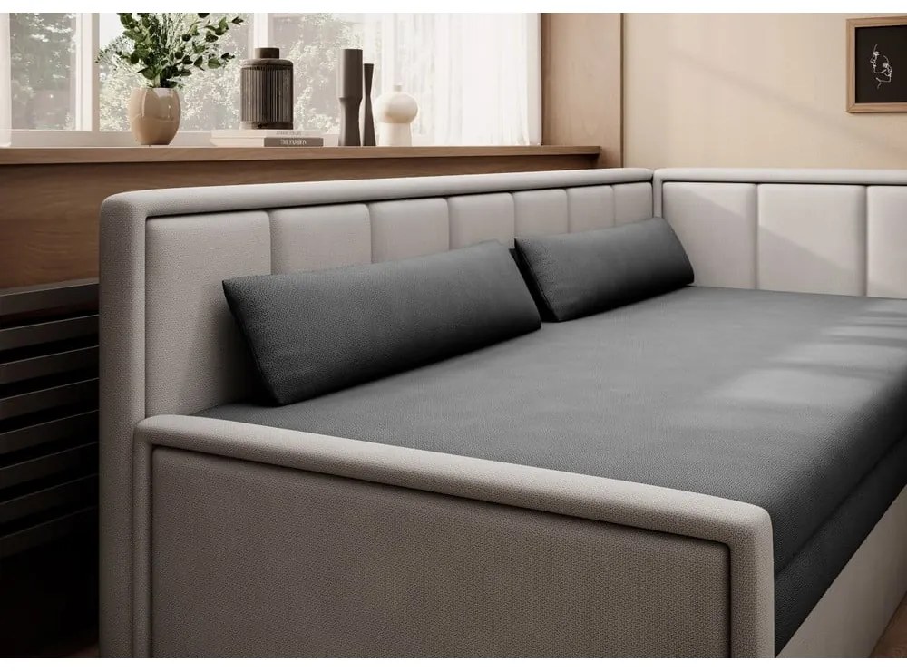 Сив шенилов сгъваем/с място за съхранение диван 214 cm Fulgeo – ELTAP