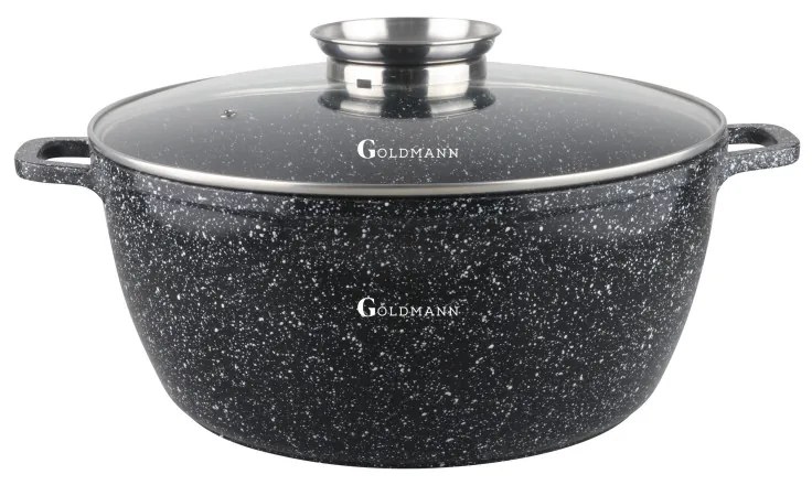 Тенджера с дозатор Goldmann GM-0328, 6.5L, 28см, Мраморно покритие, Индукция, Черен