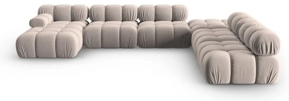 Светлокафяв кадифен модулен ъглов диван (десен ъгъл/U форма) Bellis – Micadoni