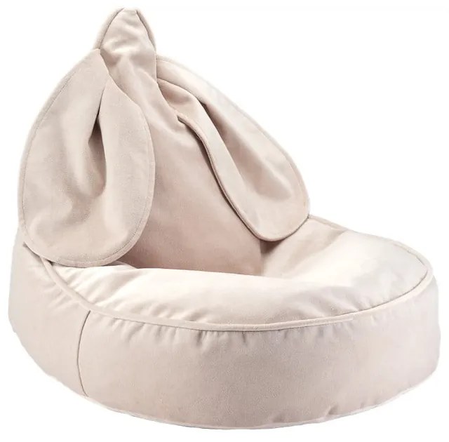 Бежов кадифен детски пуф Bunny – Wigiwama