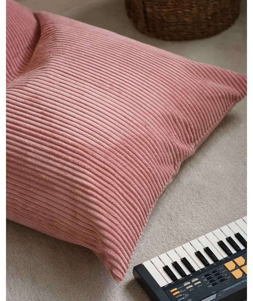 Розов детски пуф от рипсено кадифе Big Lounger – Wigiwama