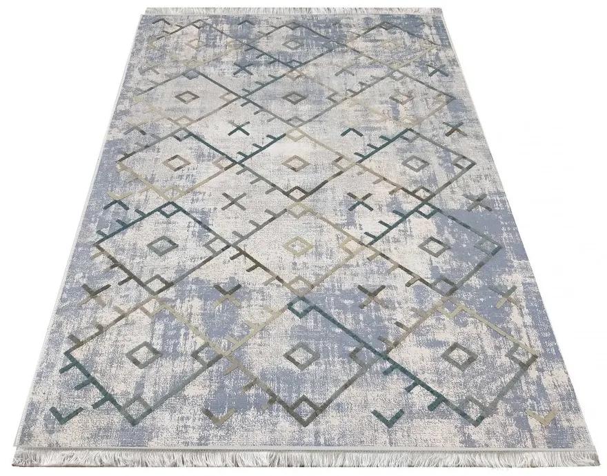 Модерен сив килим с пискюли в скандинавски стил Ширина: 80 см | Дължина: 150 см