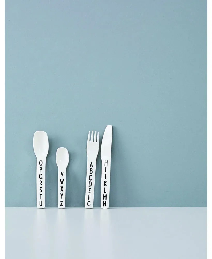Комплект бели детски прибори от 4 части - Design Letters