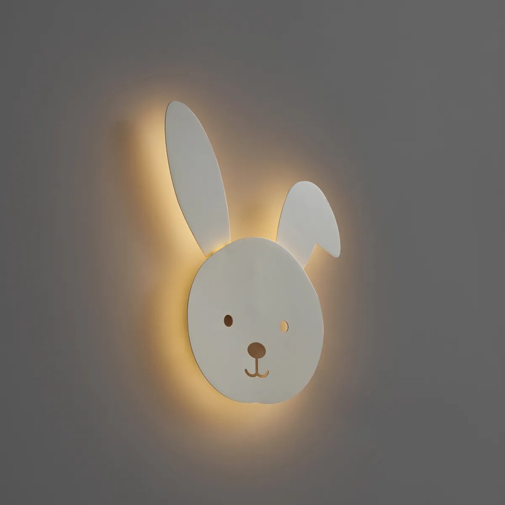 Детска стенна лампа бежова с LED 3-степенно димиране - Зайчето Бени