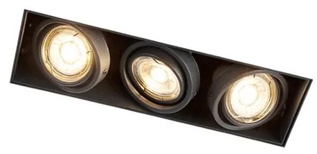 Модерен смарт вграден прожектор черен без рамка с 3 GU10 Wifi - Oneon 3