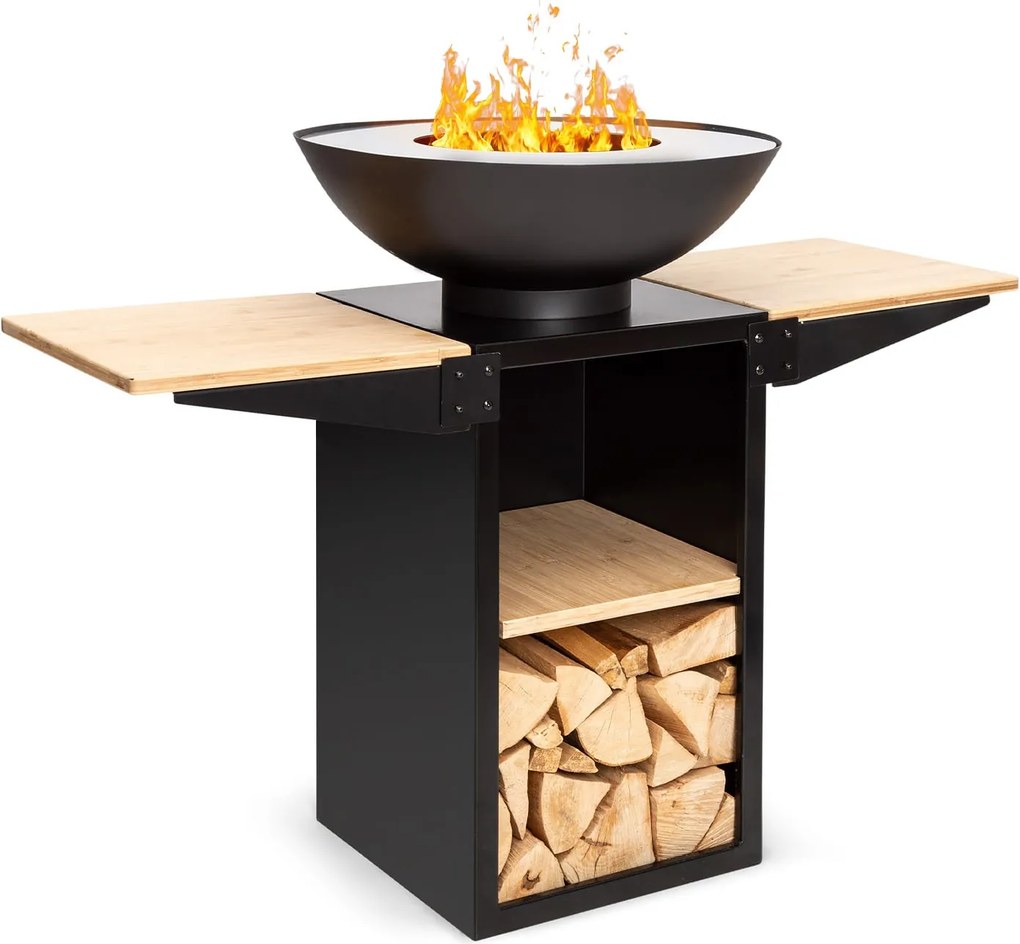 Blumfeldt Savage 2.0 Tall, огнище с грил, бамбукови странични масички, защитен капак