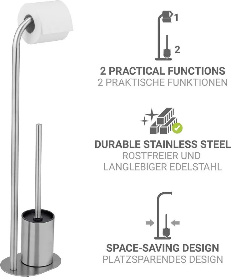 Стойка за тоалетна хартия четка за тоалетна от неръждаема стомана в матово сребрист цвят Levante – Wenko
