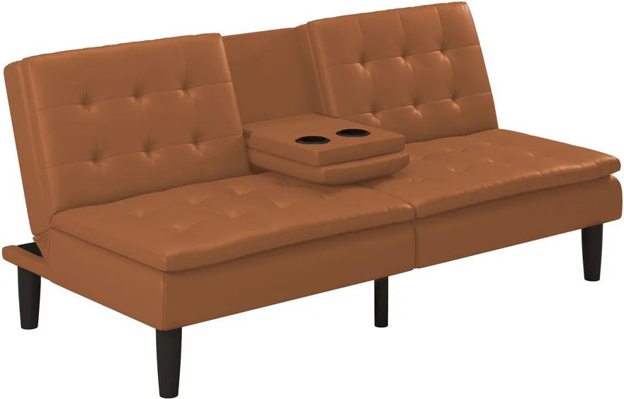 Кафяв разтегателен диван от изкуствена кожа 191 cm Maine – Støraa