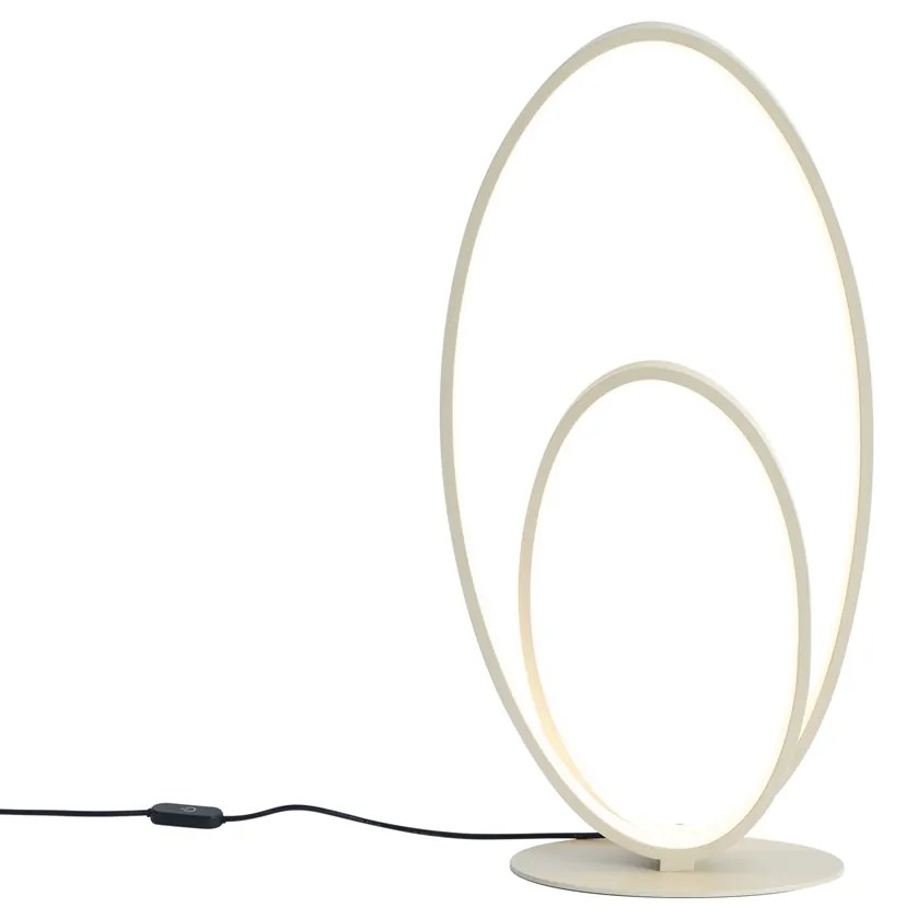 Дизайнерска настолна лампа бежова с включен LED димер с 3 степени - Boomerang