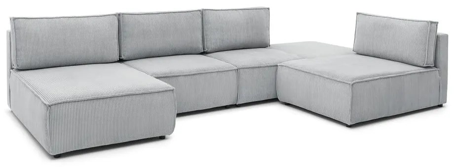 Светлосив променлив ъглов диван от велур Nihad modular - Bobochic Paris