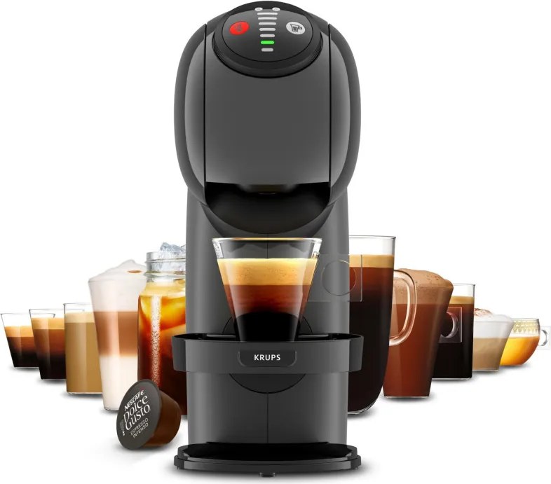 Еспресо машина Krups KP243B10 NDG GENIO S ANTHRACITE, 1500W, 15 bar, 0.8 л, Работа с NESCAFÉ® Dolce Gusto® капсули, LED, XL функция, Сив/антрацит