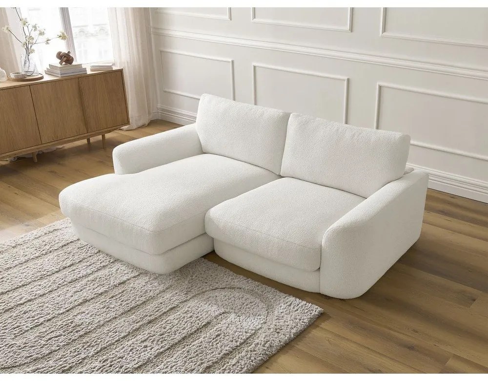 Бял ъглов диван от прежда с примки от букле (ляв ъгъл) Leonore – Bobochic Paris