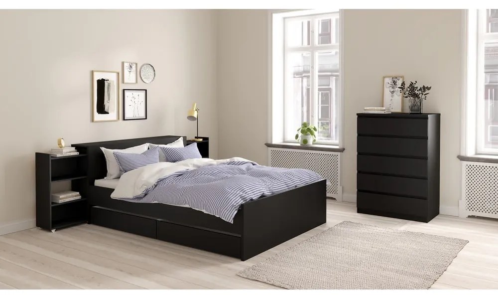 Черни чекмеджета за под леглото в комплект от 2 бр. Naia – Tvilum