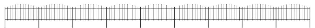 Sonata Градинска ограда с пики, стомана, (0,5-0,75)x15,3 м, черна