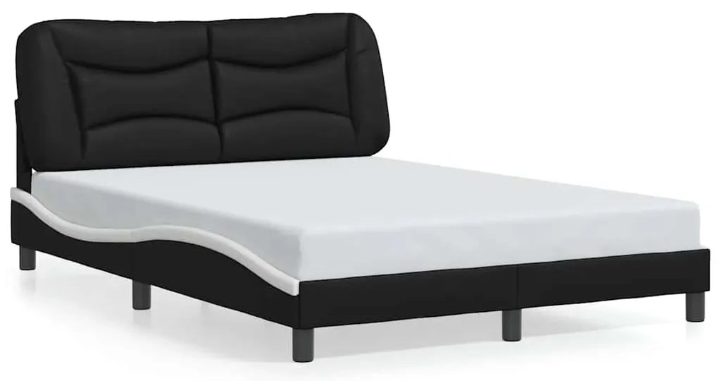 3208000 vidaXL Рамка за легло без матрак Hvar, черна, бяла, 140x190 см изкуствена кожа