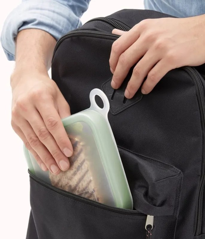 Плик за опаковане на сандвичи за многократна употреба Lekue 1010235, 17.5 x 2.5 см, -20°C / +100°C, Платинен силикон, Зелен