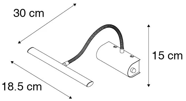 Дизайнерски стенен аплик черен 18,5 см с LED и димер - Tableau