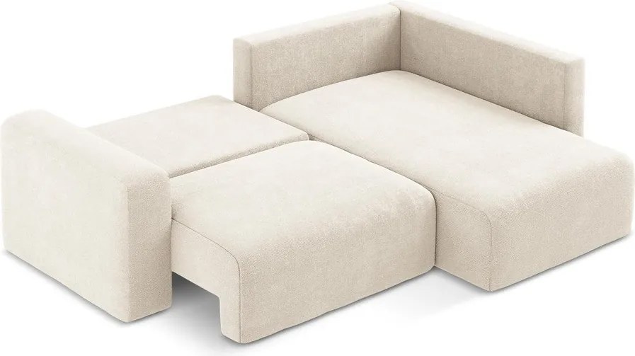 Кремав шенилов сгъваем/с място за съхранение ъглов диван (десен ъгъл/L форма) Kona – Makamii
