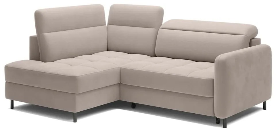 Светлокафяв кадифен сгъваем/с място за съхранение ъглов диван (ляв ъгъл/L форма) Barea – ELTAP