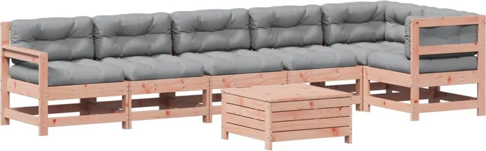 3250886 vidaXL Градински комплект с възглавници, 7 части, дугласко дърво масив