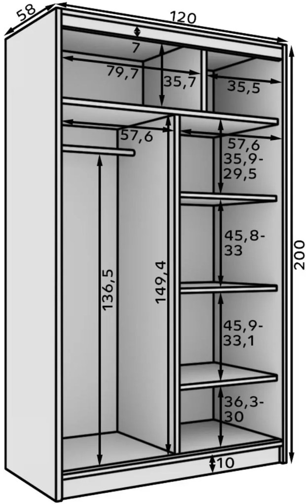 Гардероб Belfast 120 плъзгащ се-Мауро
