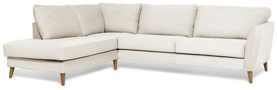 Бял ъглов диван от рипсено кадифе (ляв ъгъл) Paris – Scandic