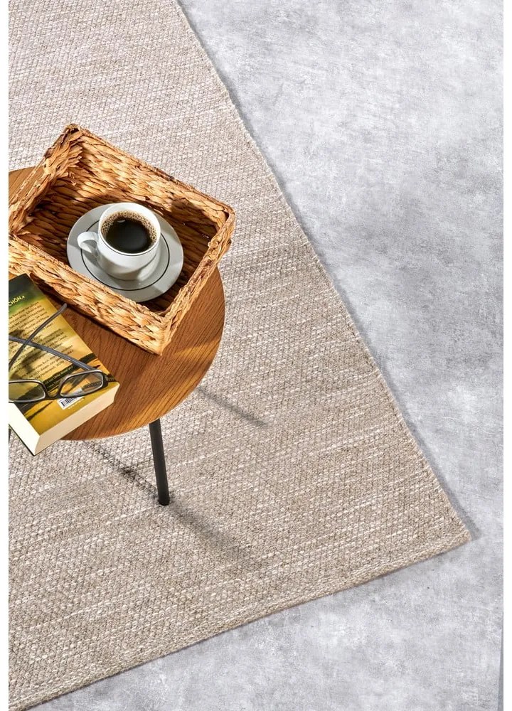 Бежов ръчно изработен килим със смес от вълна 160x230 cm Pradesh Linen White – Elle Decoration